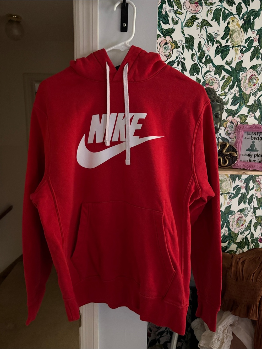 Nike Red Hoodie with White Swoosh Logo